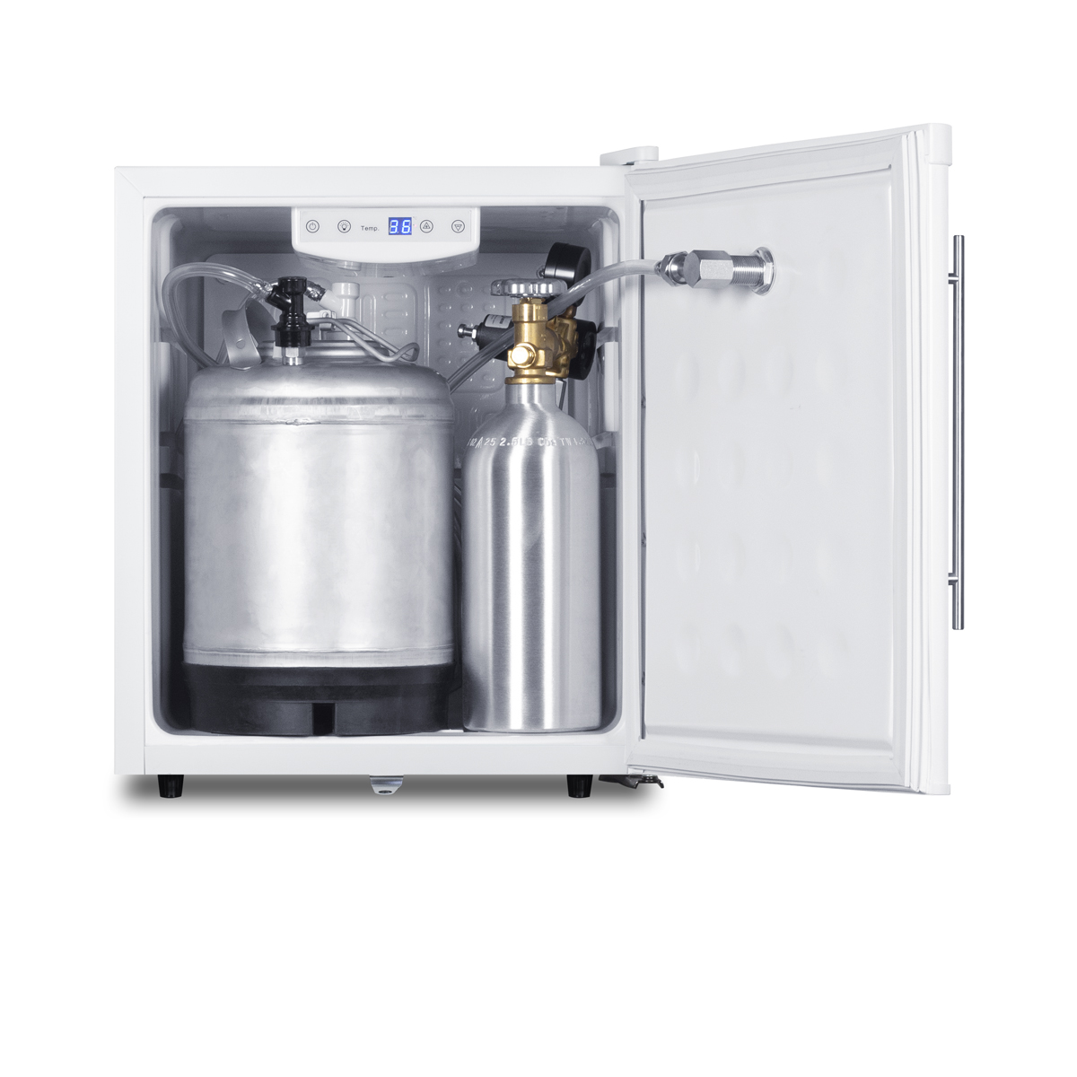 Compact commercially approved front tap cold brew coffee dispenser in a classic white finish